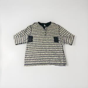 GAP Mens Henley Size XL Shirt Long sleeve Gray Striped Vintage Cuffed EUC